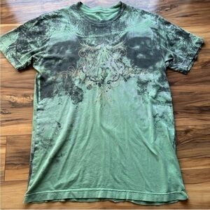 Affliction green printed graphic tshirts S